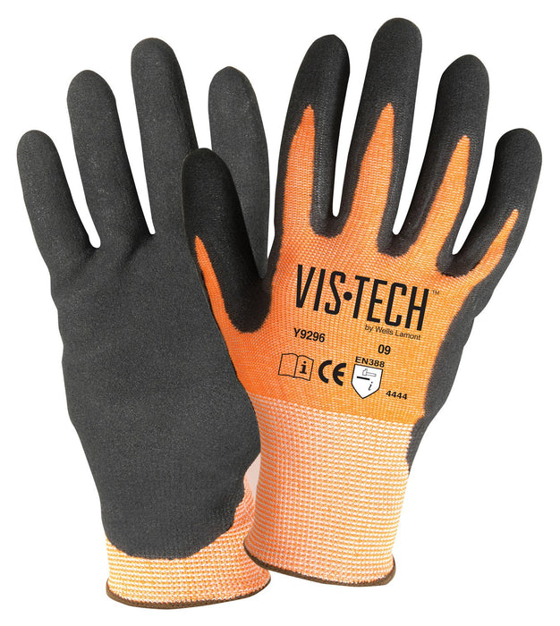 VisTech™ Hi-Viz Nitrile Palm-Coated Gloves